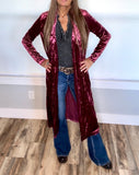 Wine Velvet Duster