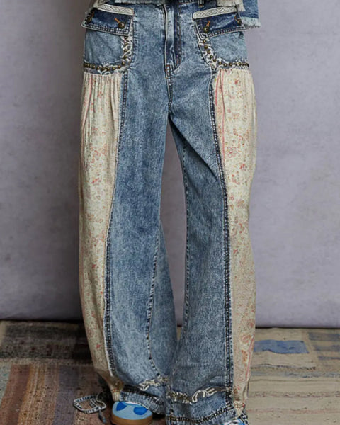 Denim Panel Pant