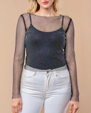 Rhinestone Mesh Long Sleeve - 2 Colors