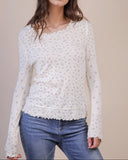 Lettuce Trim Floral Print Long Sleeve Top