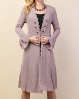 Cardigan w/ Lace Sleeve Details - MAUVE