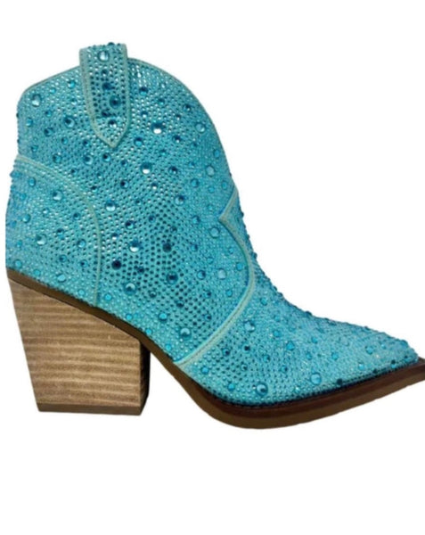 Austin Rhinestone Boot - Turquoise