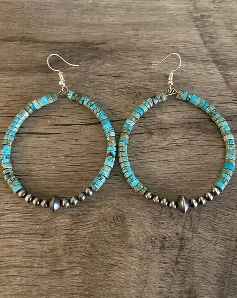 Sterling Navajo Pearl & Turquoise Earrings