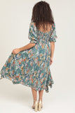 Hanky Hem Floral Print Dress - Sage