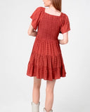 Short Sleeve Eyelet Dress - Rust