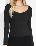 Ribbed Long Sleeve Scoop Neck - 2//Colors