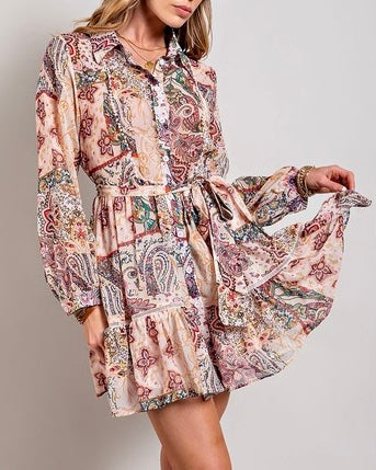 Paisley Print Shirt Dress – Bella Blue Boutique