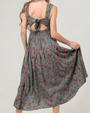Floral Print Tie Back Dress