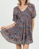 Grey Floral Print Dress