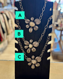 Stone Flower Link Necklace - *3/Colors*