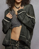 Stud Detail Black Zip Up Hoodie