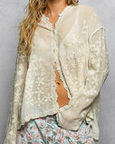Embroidered Button Down w/Hood - 2//Colors