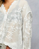 Embroidered Button Down w/Hood - 2//Colors