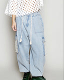 Crochet Pocket Jogger  - Denim