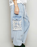 Crochet Pocket Jogger  - Denim