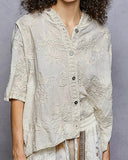 Short Sleeve Embroidered Hoodie - 2//Colors