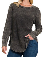 Washed Waffle Long Sleeve Top - *6//COLORS*