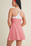 Gingham Romper Dress - RED