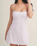 Plaid Sweetheart Romper Dress - PINK