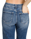 High Rise Cuffed Straight Jeans