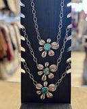 Stone Flower Link Necklace - *3/Colors*