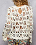 Open Knit Keyhole Long Sleeve - Cream