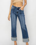 Center Seam Crop Jeans - Dark Wash