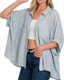 Striped Button Up Top - *3//COLORS*