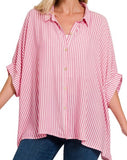 Striped Button Up Top - *3//COLORS*