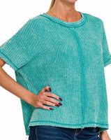 Washed Waffle Top- *6//COLORS*