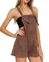 Washed Knot Romper / Shortalls