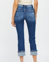 Mid Rise Cuffed Straight Leg