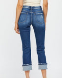 Mid Rise Cuffed Straight Leg