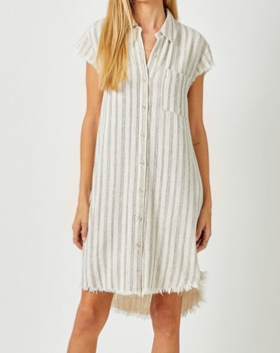 Stripe Linen Shirt Dress