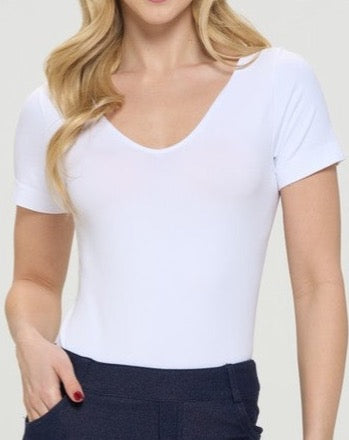 Seamless Short Sleeve Bodysuit — White