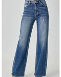 High Rise Wide Leg Jeans - Med Wash