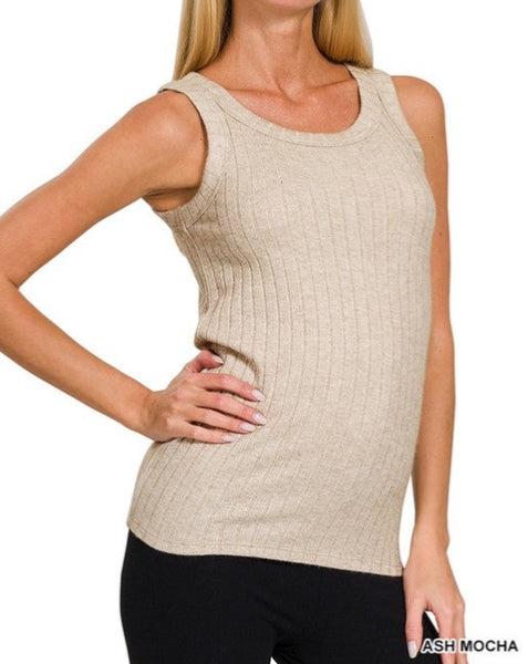 Ribbed Scoop Neck Tank - *8//COLORS*