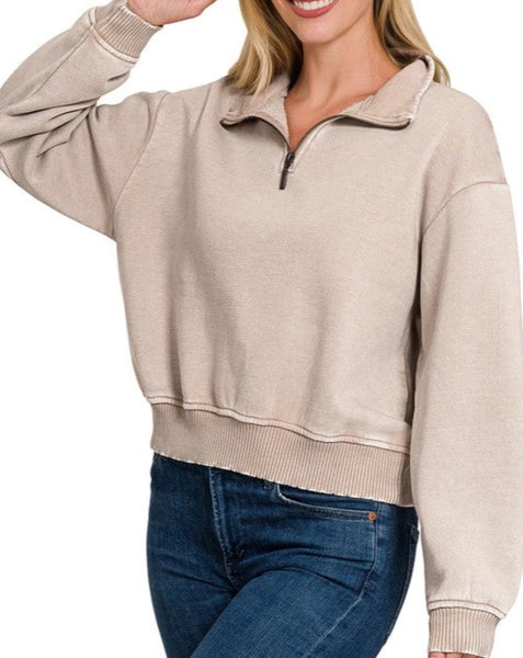 Washed Fleece Zip Pullover - *6//COLORS*