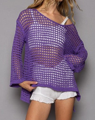 Long Sleeve Crochet Sweater - *7//COLORS*