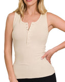 Washed Ribbed Snap Henley Tank *7//COLORS*