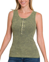 Washed Ribbed Snap Henley Tank *7//COLORS*