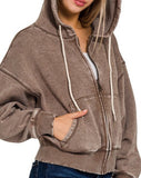 Zip Up Washed Fleece Hoodie - *3//COLORS*
