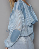 Elbow Patch Open Knit Shacket - *3//COLORS*