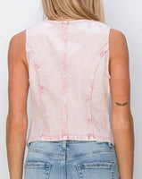 Washed PINK Denim Vest