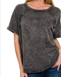 Washed COTTON Short Sleeve Raglan Top *4//COLORS*