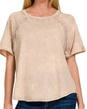 Washed COTTON Short Sleeve Raglan Top *4//COLORS*