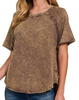 Washed COTTON Short Sleeve Raglan Top *4//COLORS*