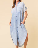 Short Sleeve Denim Shirt Dress