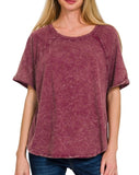 Washed COTTON Short Sleeve Raglan Top *4//COLORS*