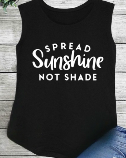 Spread Sunshine Not Shade Sleeveless Top - BLACK